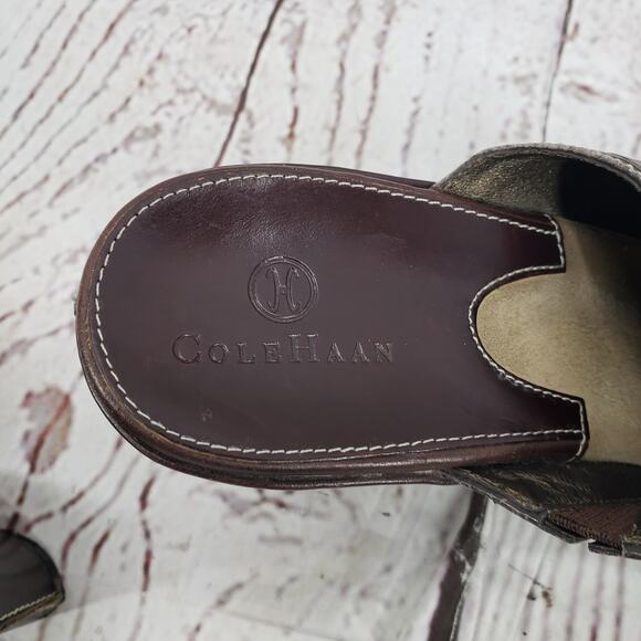 Cole Haan Women's Brown D18198 Leather Tooled Clog Mules Size 7B - Picture 10 of 12